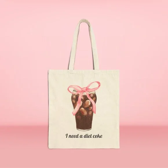 NWT! Diet Coke Tote Bag with Pink Coquette Bow - Picture 5 of 8